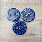 Buttons, handmade pottery buttons, set of 3