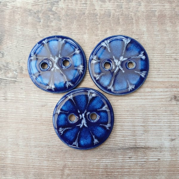 Buttons, handmade pottery buttons, set of 3