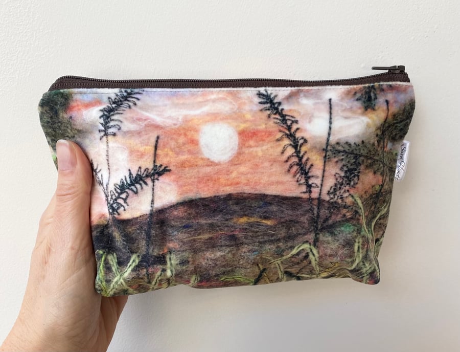 Sunset velvet makeup, Jewellery, toiletries bag, pencil case or kindle pouch.