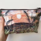 Sunset velvet makeup, Jewellery, toiletries bag, pencil case or kindle pouch.