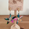 Abstract pattern flower dangle earrings 