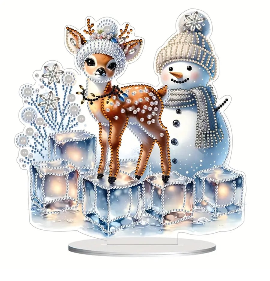 5D DIY Christmas Snowman and Reindeer Christmas Diamond Painting Kit Crystal Emb