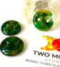 Set of 3 handmade green glass buttons - Image 2