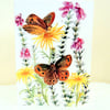 Butterflies and Flowers Greeting Card or Notecard Floral Wildlife Art Card 