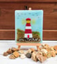 Handcrafted Fused Glass Lighthouse Picture Tile – Free Standing Coastal Scene 