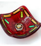 Red Gold Dichroic Fused Glass Trinket Dish 8cm Handmade OOAK - Image 5