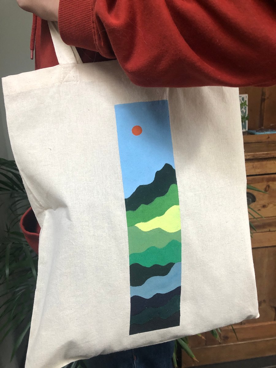 Hand-painted Landscape Scene Tote Bags