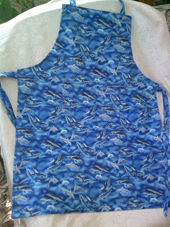 Dolphins in a Deep Blue Sea Adult Apron
