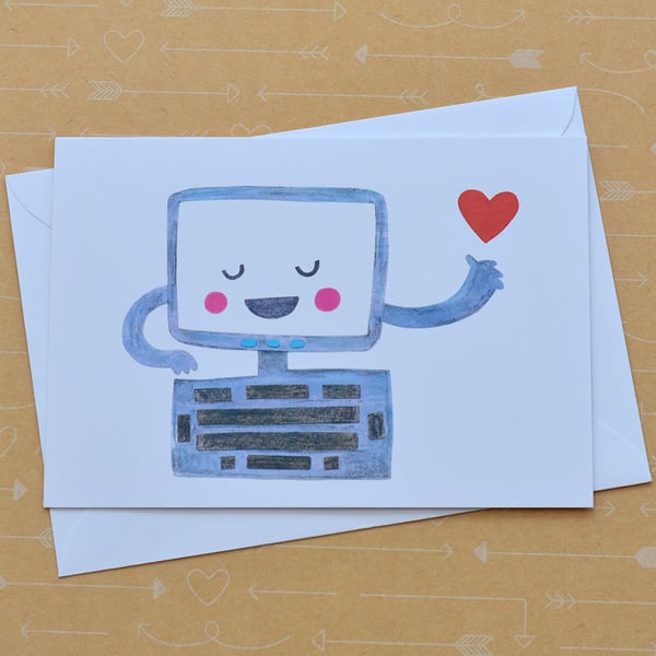 Computer Love - Illustrated Card