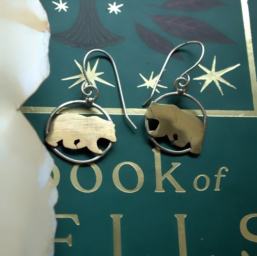 Seconds Sunday Wandering Bear Hoop Earrings 