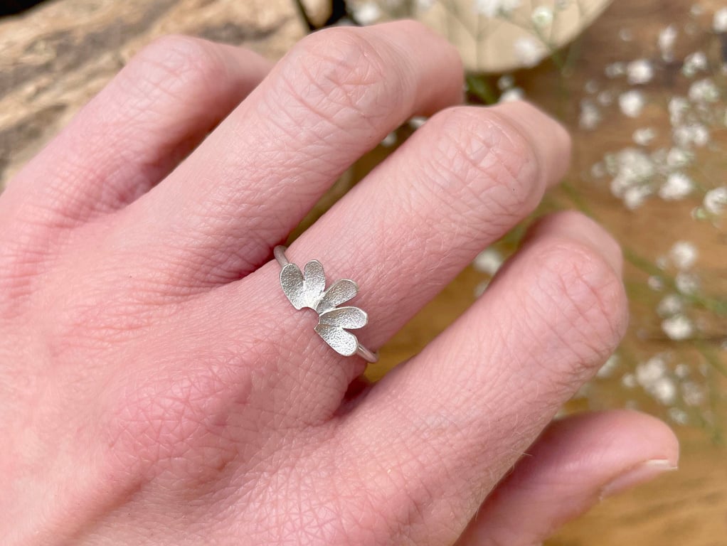 Handmade Silver Petal Arc Ring