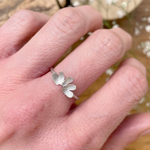 Handmade Silver Petal Arc Ring