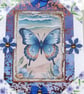 Blue Butterfly - Hand Crafted Decoupage Greeting Card - Blank - 2993 - Image 2