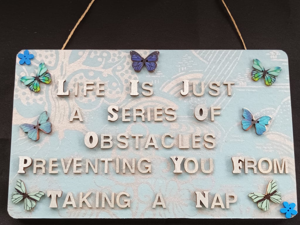 Hand decorated hanging wooden sign 