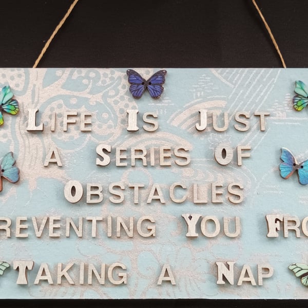 Hand decorated hanging wooden sign 