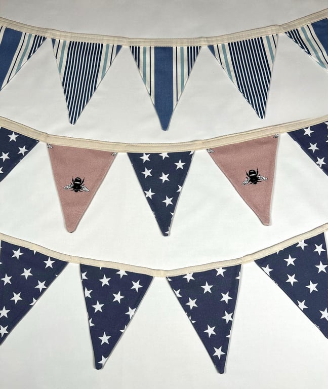 Cotton Triangle Bunting, Nursery Tent Decor, 2.4m