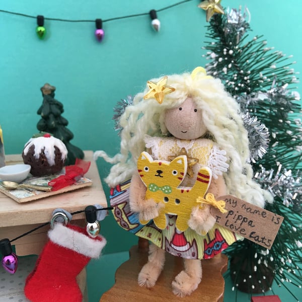 Tiny Cat Fairy Doll Decoration, Decorative Fairy  