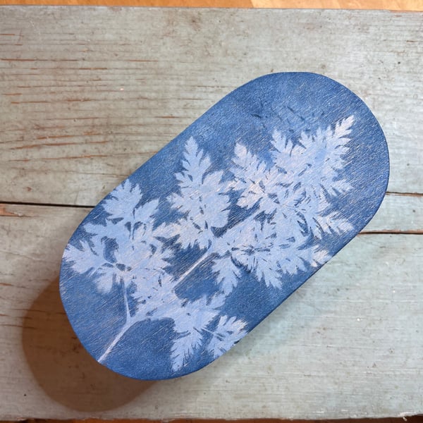 Hand printed nature theme wooden jewellery box trinkets gift 