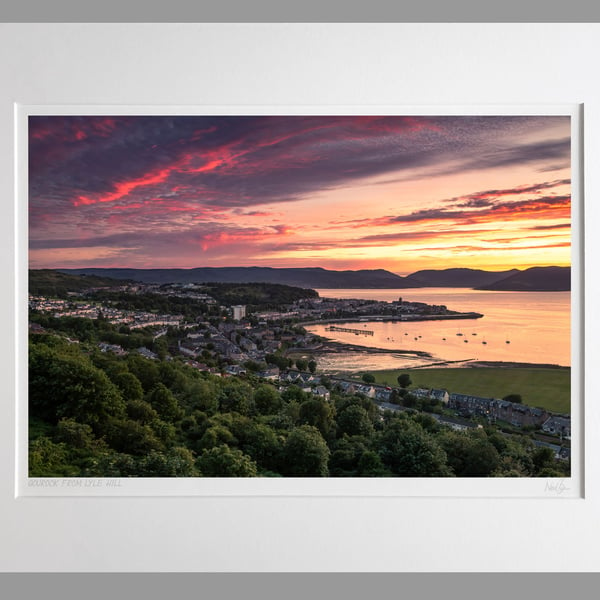 Gourock & Firth of Clyde from Lyle Hill - A3 (50x40cm) Unframed Print