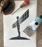 The Angel of the North - original hand burnished lino print