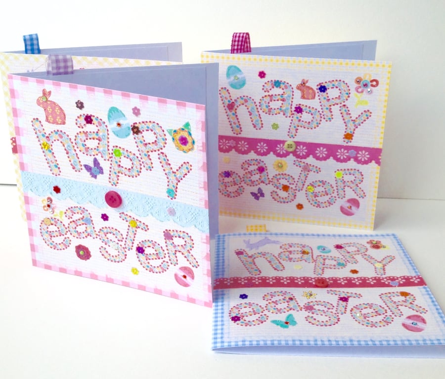 Easter Cards,Easter Egg Alphabet Design,PK of Four,Handmade,Personalised 
