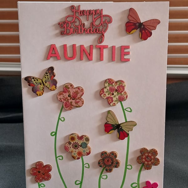 Handmade, auntie birthday card 