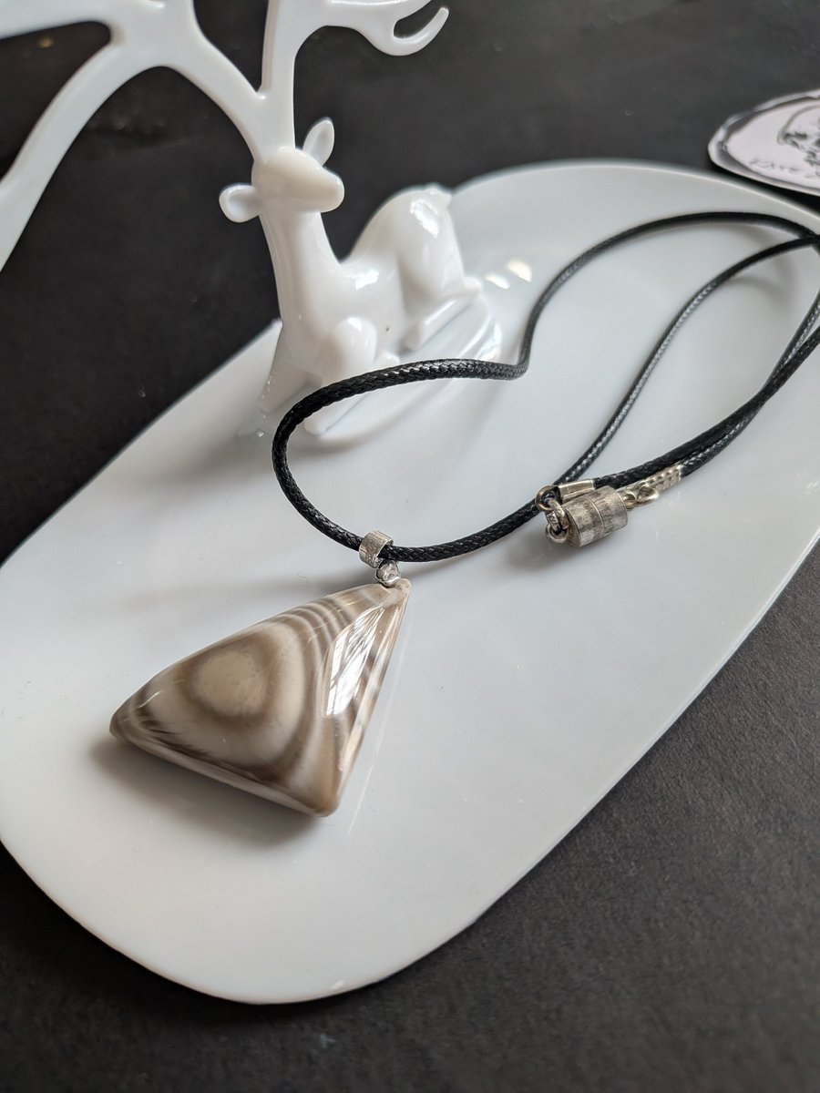 Handcrafted Stone Pendant with 44cm Rope Necklace