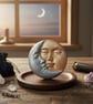 Sun & Moon Celestial Paperweight Handcrafted Air Dry Clay Desk Sculpture