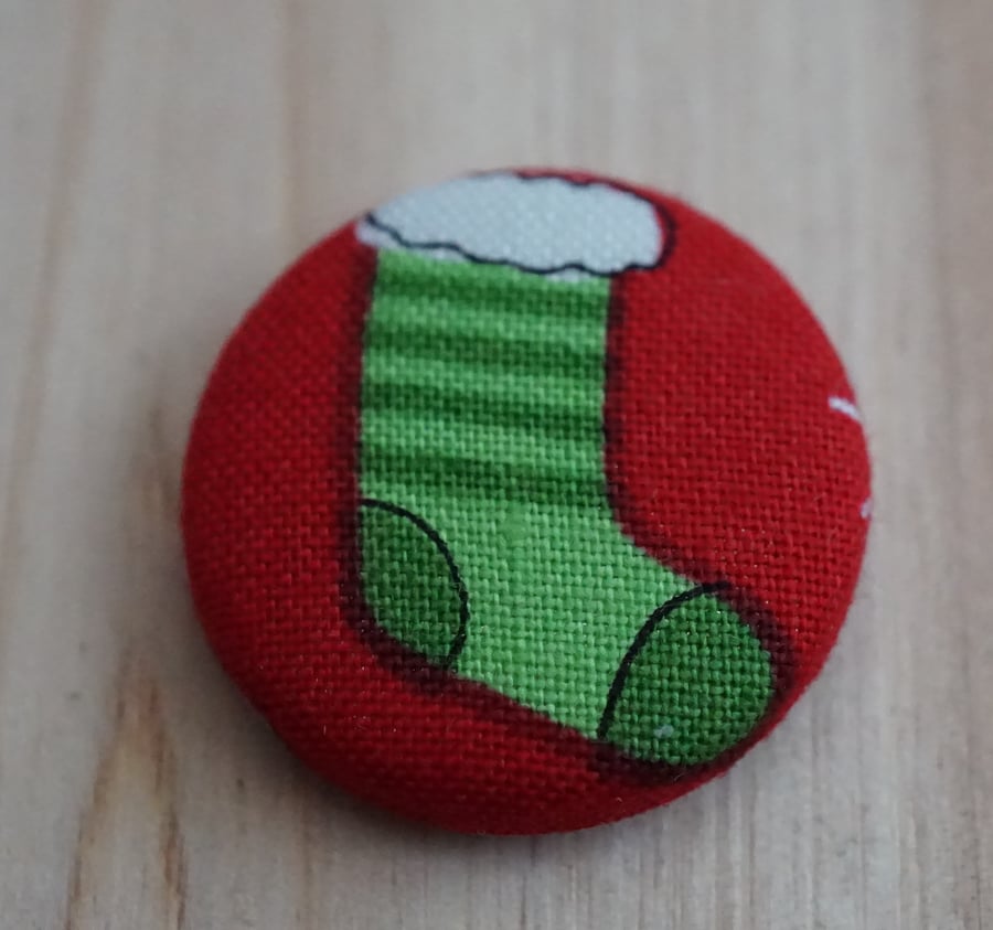  Christmas Stocking Fabric Badge In Green