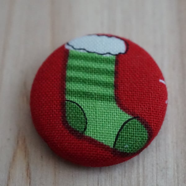  Christmas Stocking Fabric Badge In Green