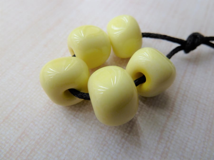 yellow nugget lampwork glass bead set