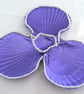 Metallic purple scallop shell trinket dish with pearl trim. - Image 4