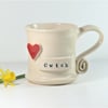 Cwtch  -  White Cream Mug,  Ceramic Pottery Handmade Stoneware Coffee Tea