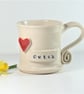 Cwtch  -  White Cream Mug,  Ceramic Pottery Handmade Stoneware Coffee Tea