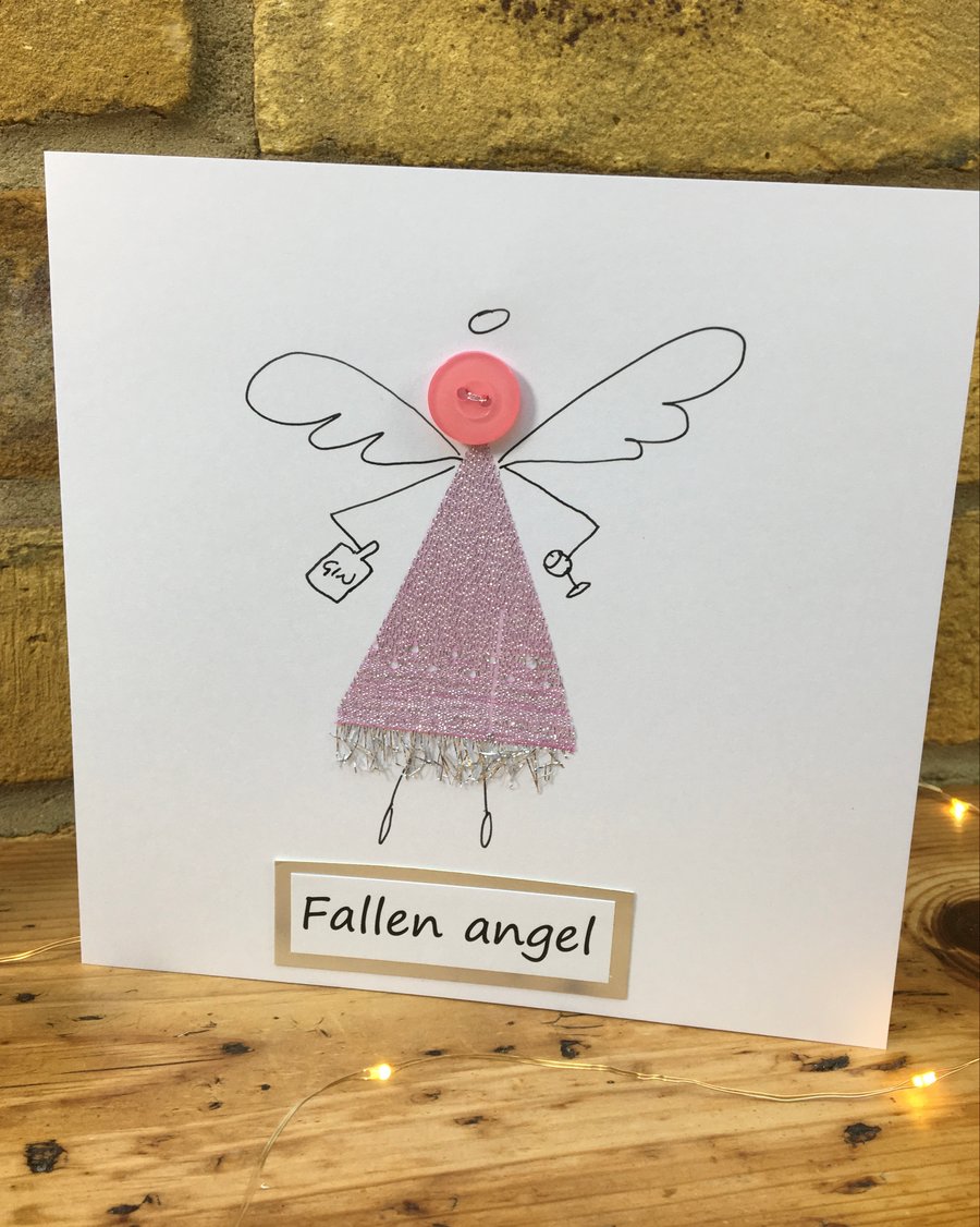 Handmade Birthday card, Fallen Angel card, Friendship card, Tipsy Tidings Card
