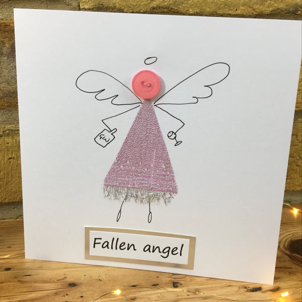 Handmade Birthday card, Fallen Angel card, Friendship card, Tipsy Tidings Card