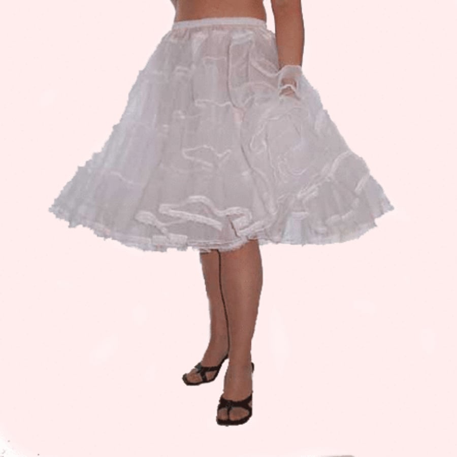 White stiff net Rock 'N' Roll petticoat custom hand made  