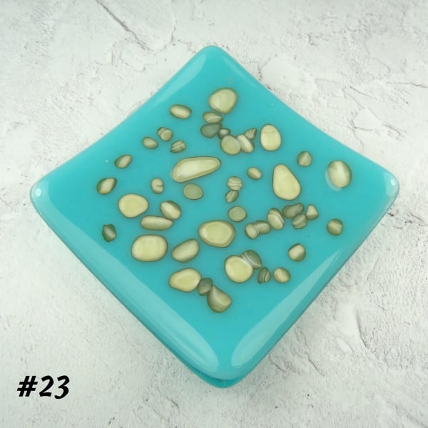 Fused glass ring trinket dish, tea light holder, handcrafted, 3 colours