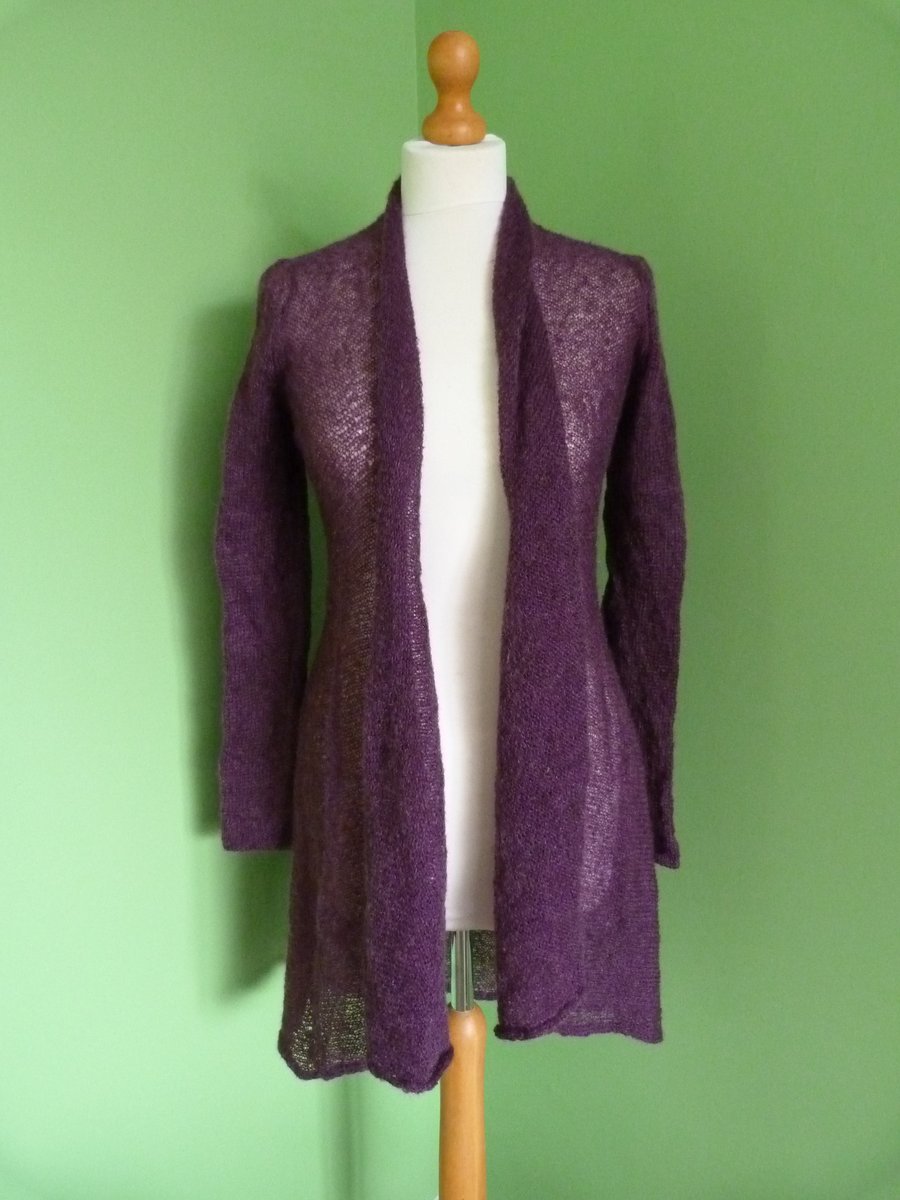 Mohair Flare Top in Grape Colour. Womens approximate size 12-14. Womens cardigan
