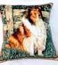 Rough Collie in a field  cushion