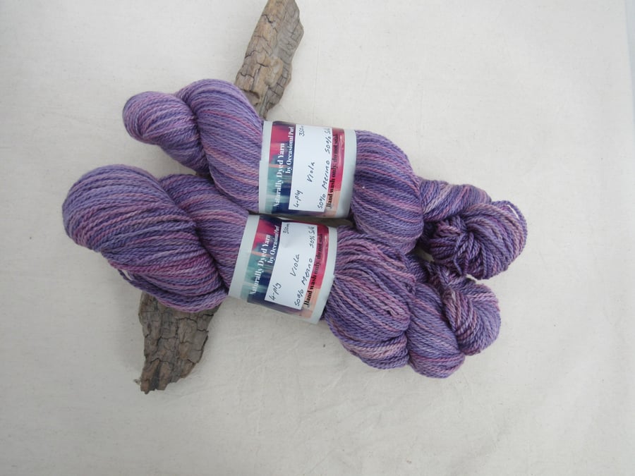 100g Viola Merino Silk Space Dyed Natural Dye 4-ply Yarn