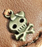 Brown Leather Hand Stiched Keyring  Small skull and crossbone.  FREE Postage