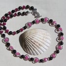 Pink Morganite, Red Garnet & Ruby Gemstone Beaded Statement Heart Necklace