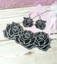 Black necklace, large rose black bib necklace, statement jewellery - Image 6