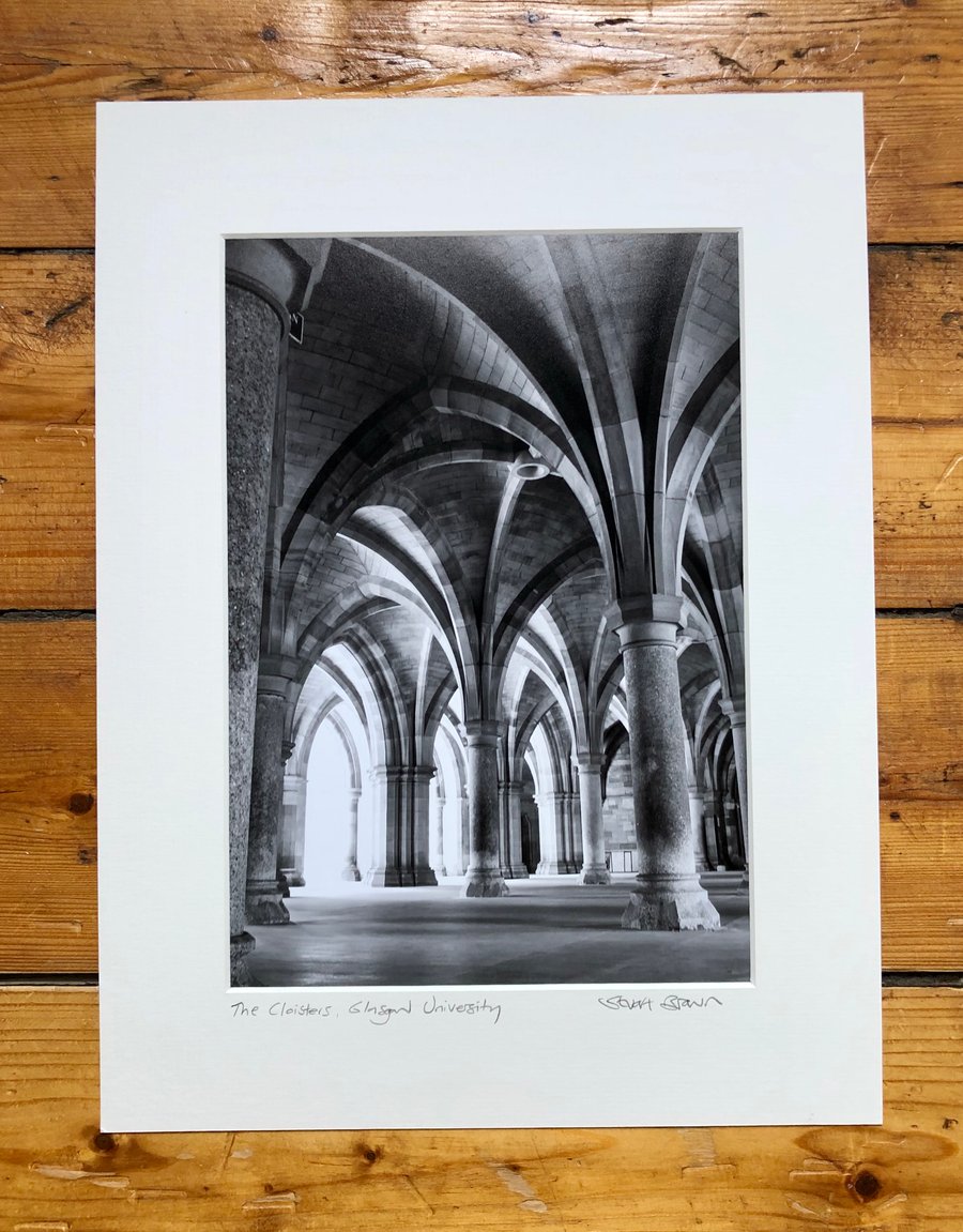 The Cloisters, Glasgow Signed Mounted Print FREE DELIVERY