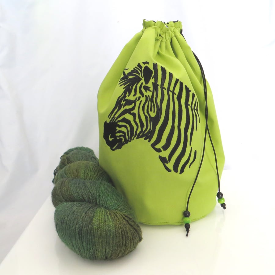 Zebra Embroidered Project Bag