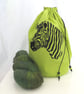 Zebra Embroidered Project Bag - Image 1
