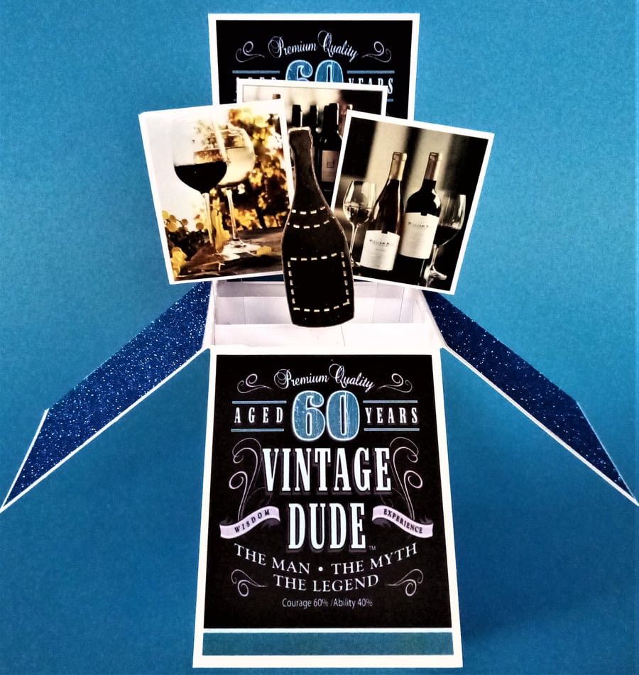Men's 60th Birthday Card with Wine