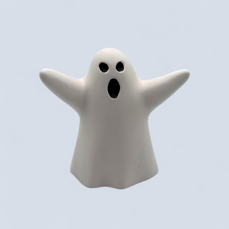 White Ghost Ornament With Raised Arms - Spooky Halloween Decoration