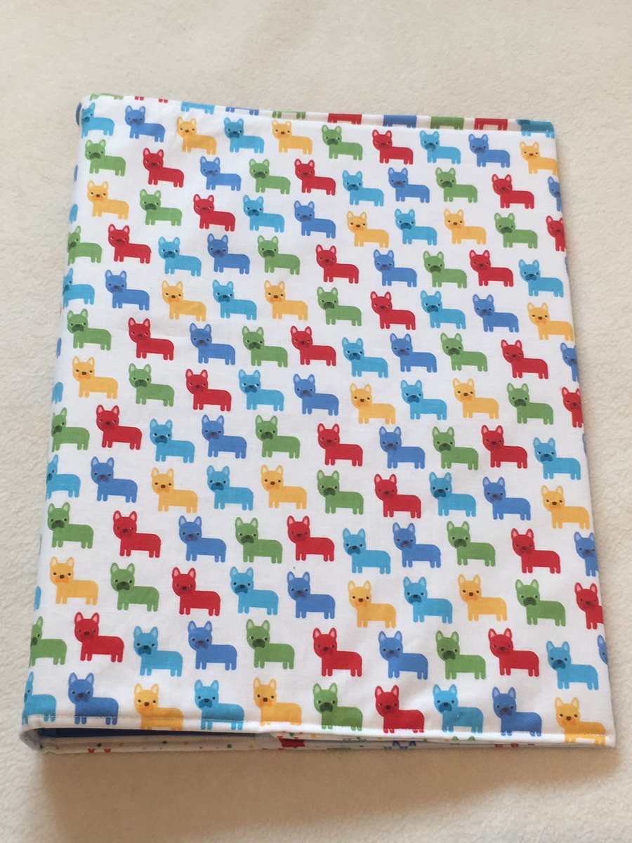 Ringbinder Cover - Stationery - Multi-coloured Dog Fabric - Back to School.
